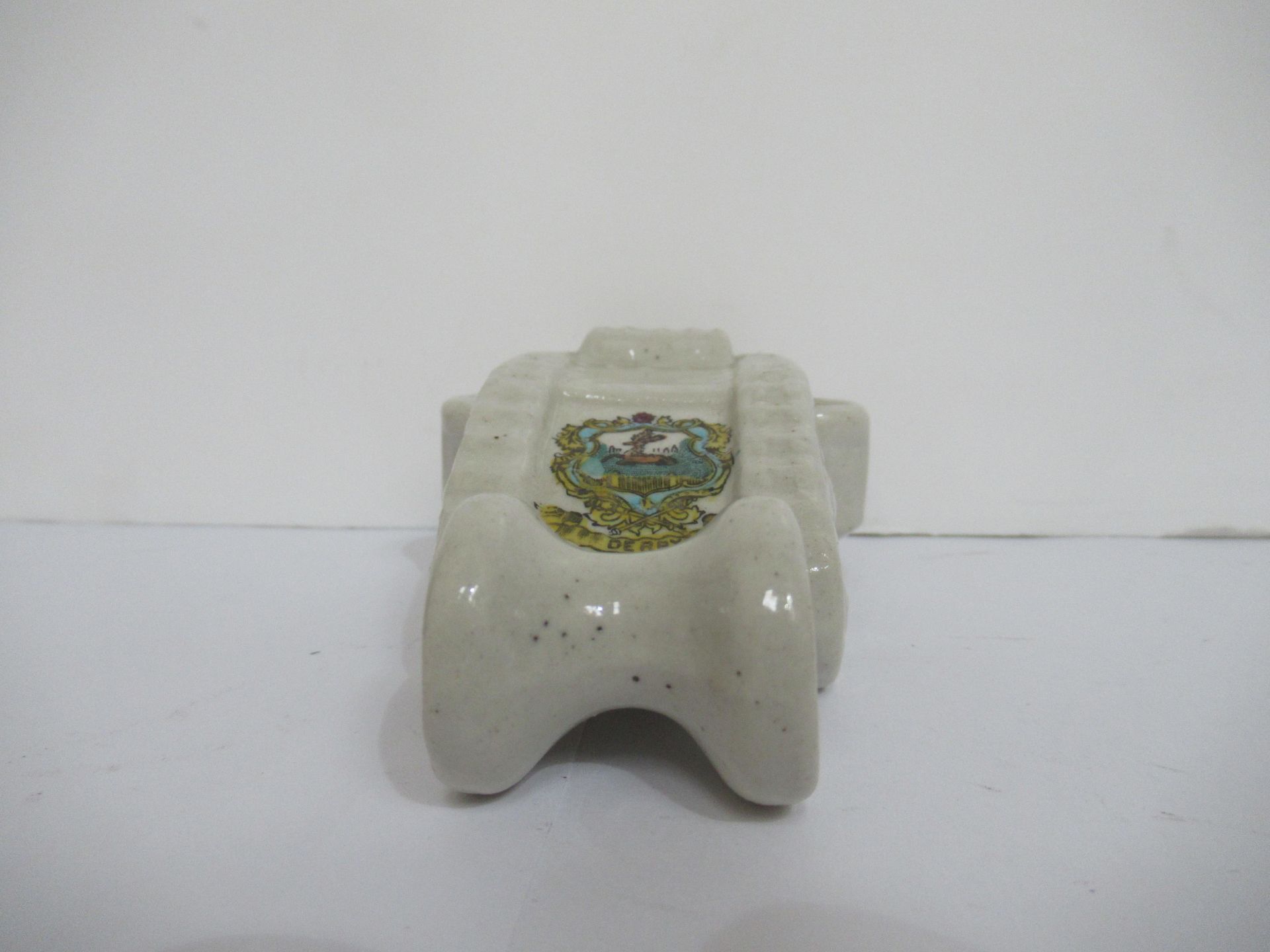 Crested China Willow art 'model of British Tank' with Derby coat of arms (130mm x 75mm) - Image 4 of 10