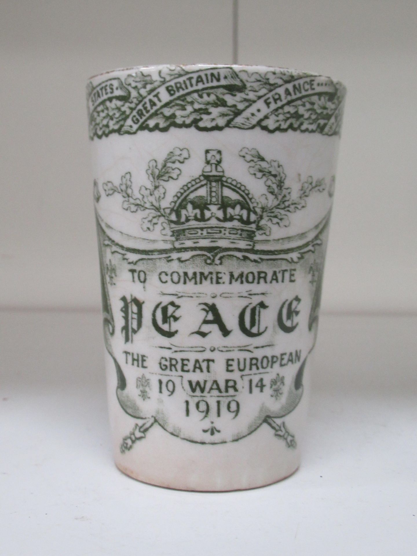 T.G. Green & Co Ltd 1919 commemorative PEACE tumbler