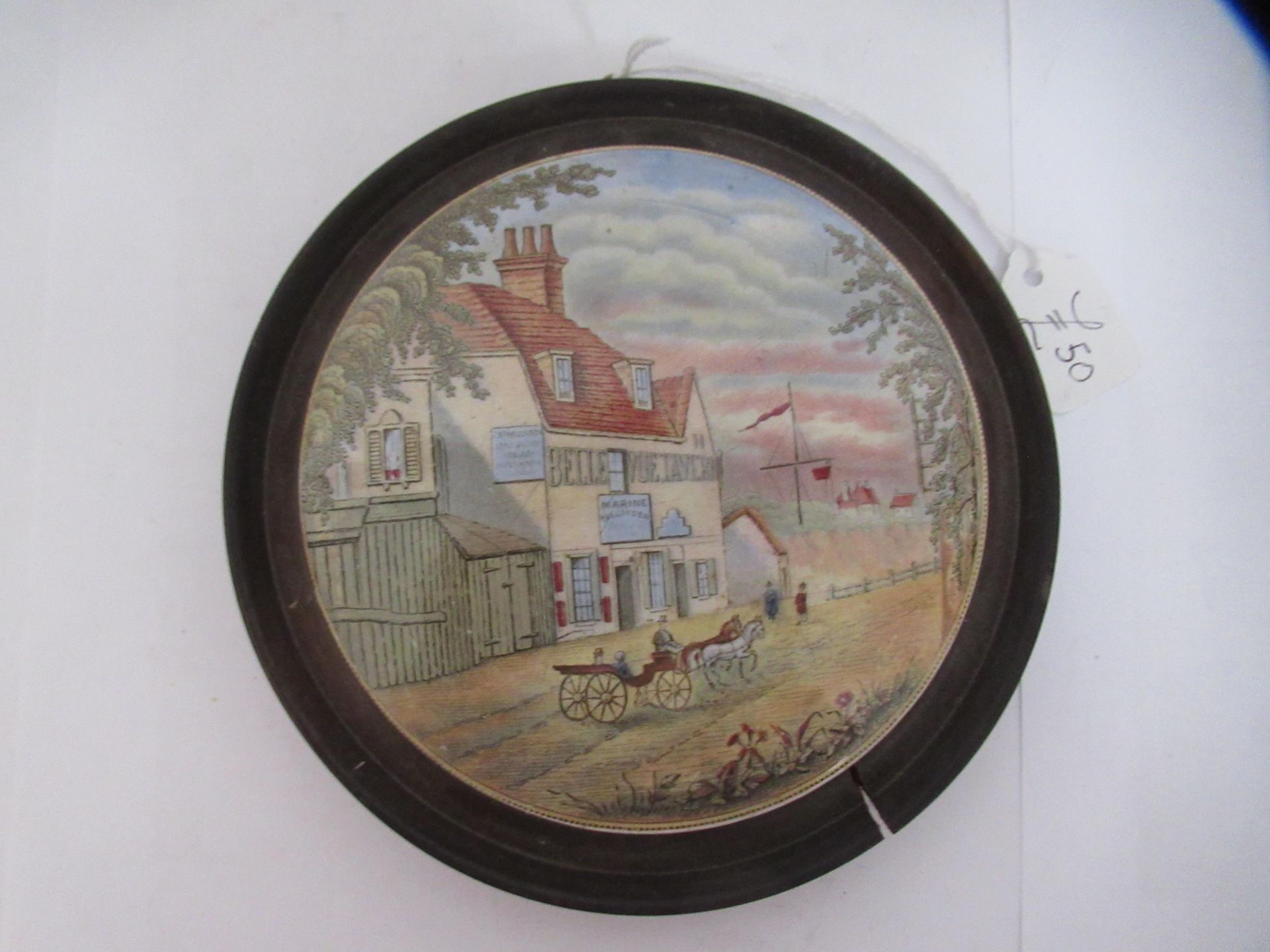 6x Prattware ceramic lids in wooden mounts including 'Paris Exhibition 1878', 'Pegwell Bay 1760' - Image 4 of 19