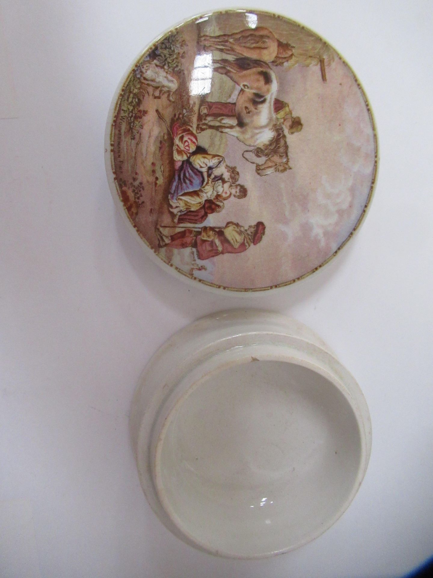 6x Prattware ceramic lids including 'Persuasion', 'The Chin-Chew River', 'Wouvermann Pinx', 'P. Wouv - Bild 2 aus 28