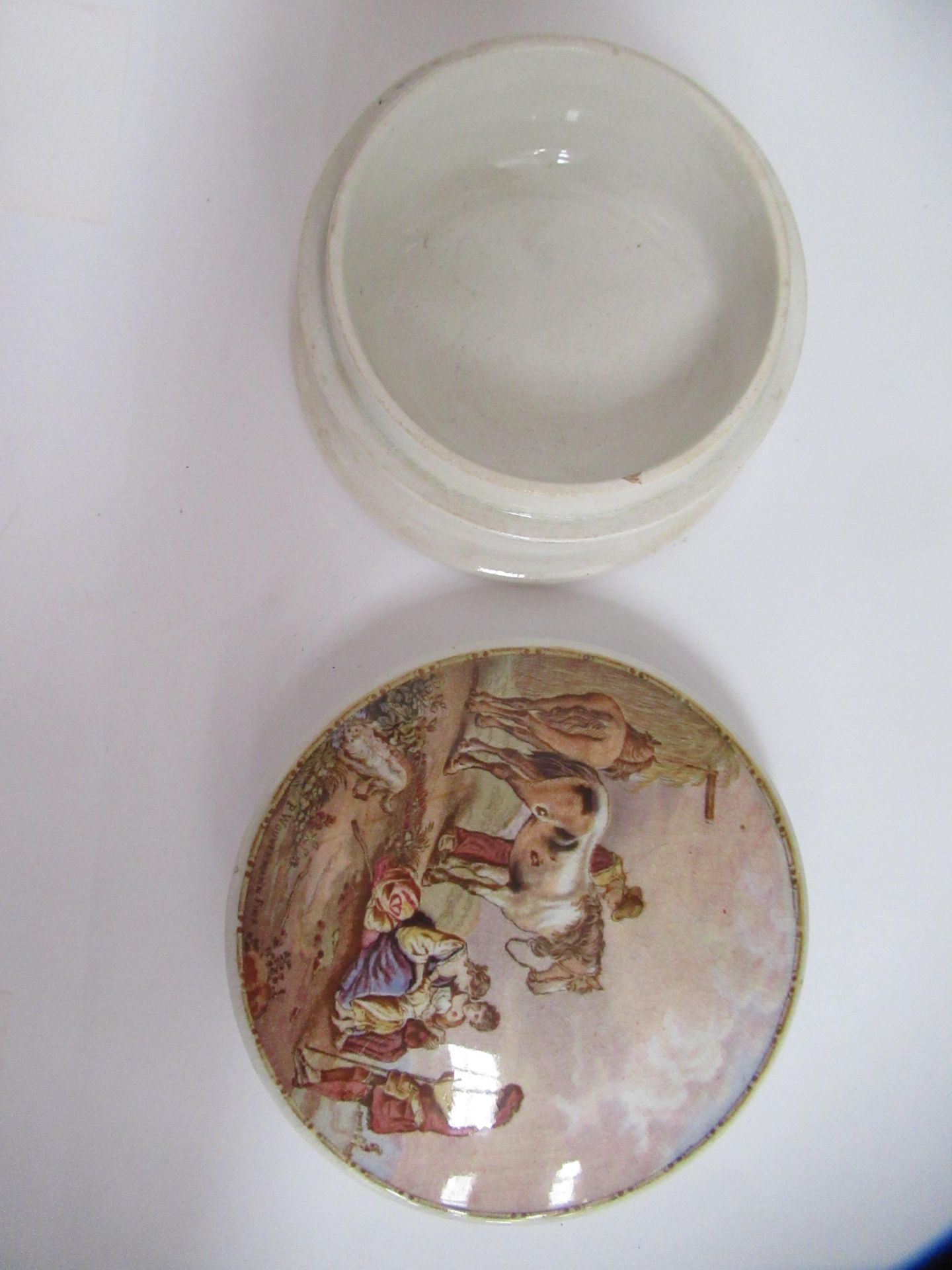 6x Prattware ceramic lids including 'Persuasion', 'The Chin-Chew River', 'Wouvermann Pinx', 'P. Wouv - Bild 24 aus 28