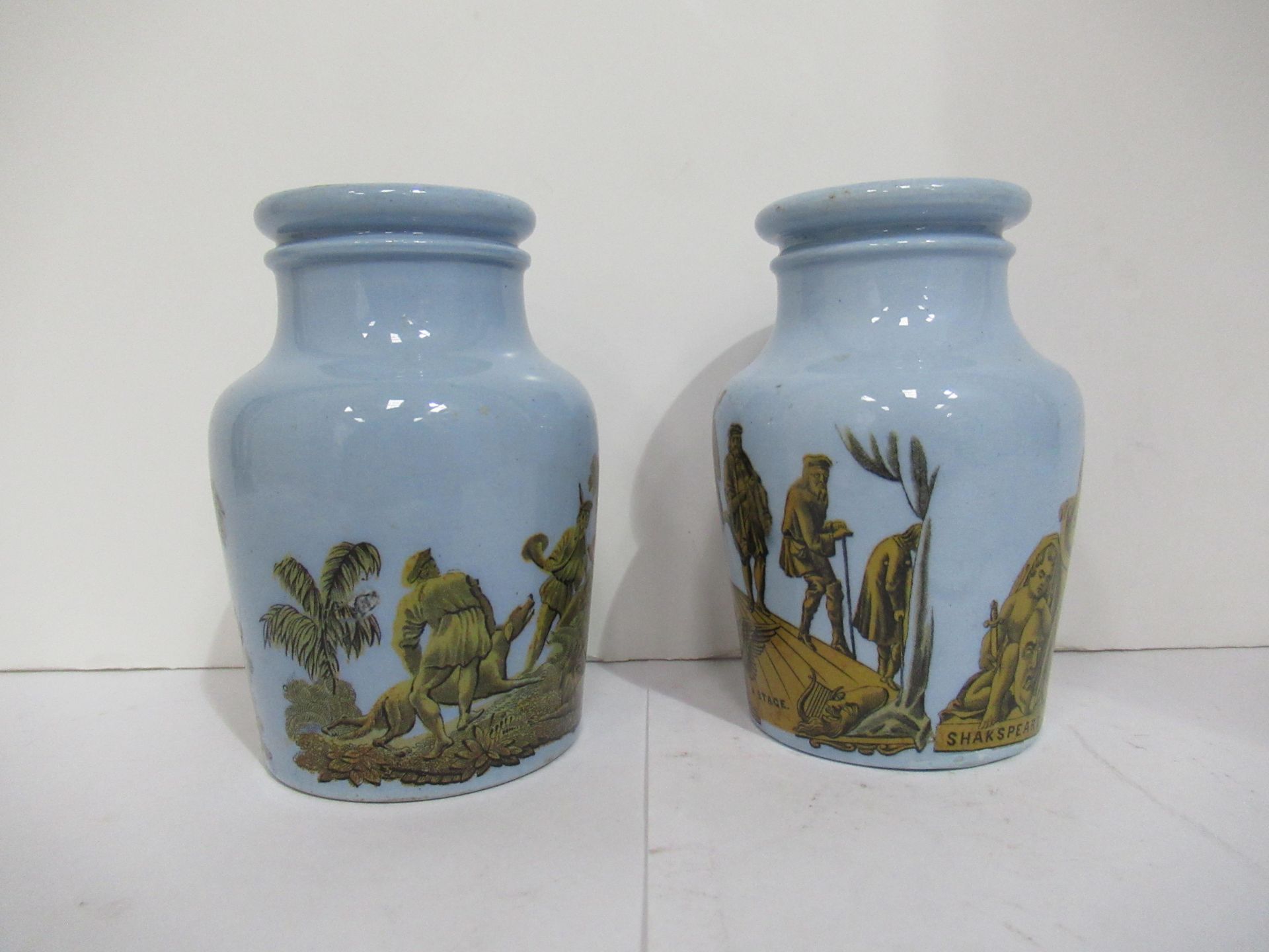 2x Prattware blue jars, one Shakespeare 'The Worlds a Stage' - Image 2 of 27