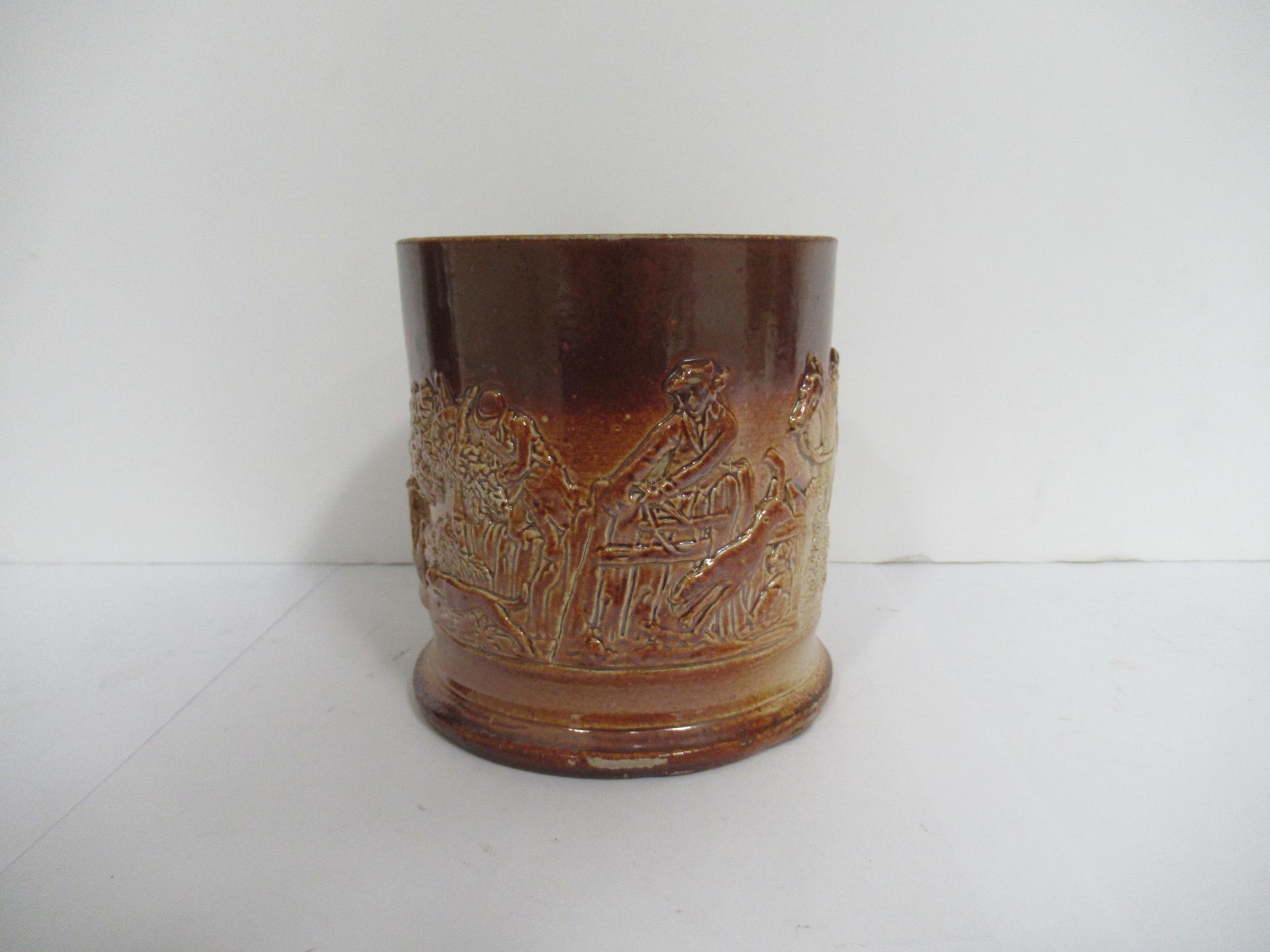 H.Green Humber Bank, Hull stone drinking vessel with greyhound handle - Image 2 of 7