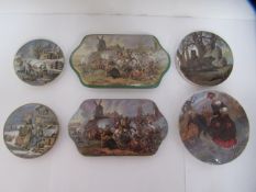 6x Prattware ceramic lids including 'Wouvermann Pinx'