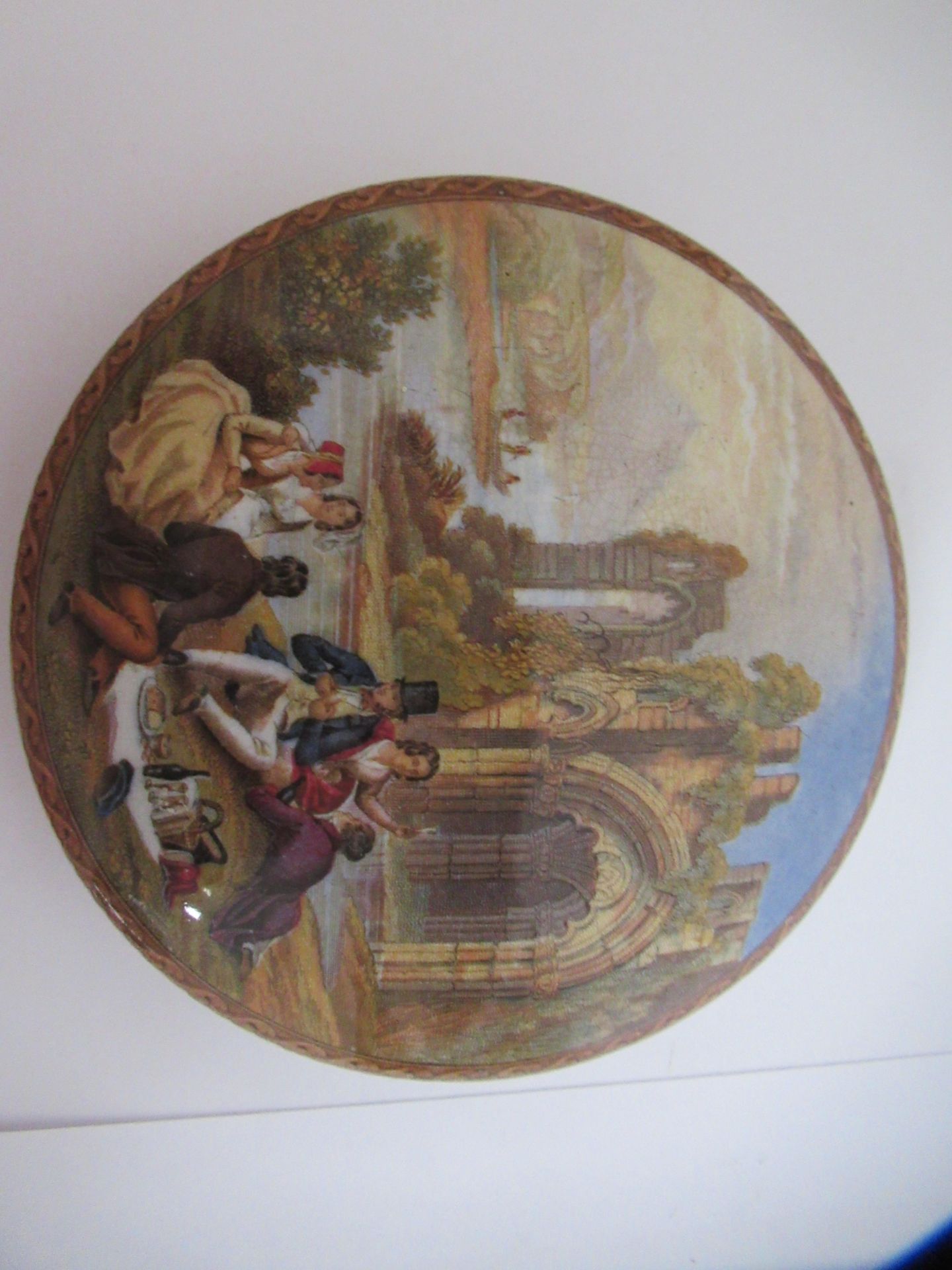 6x Prattware ceramic lids including 'The Best Card', 'Wimbledon July 2nd 1860', 'The Village Wedding - Image 2 of 22