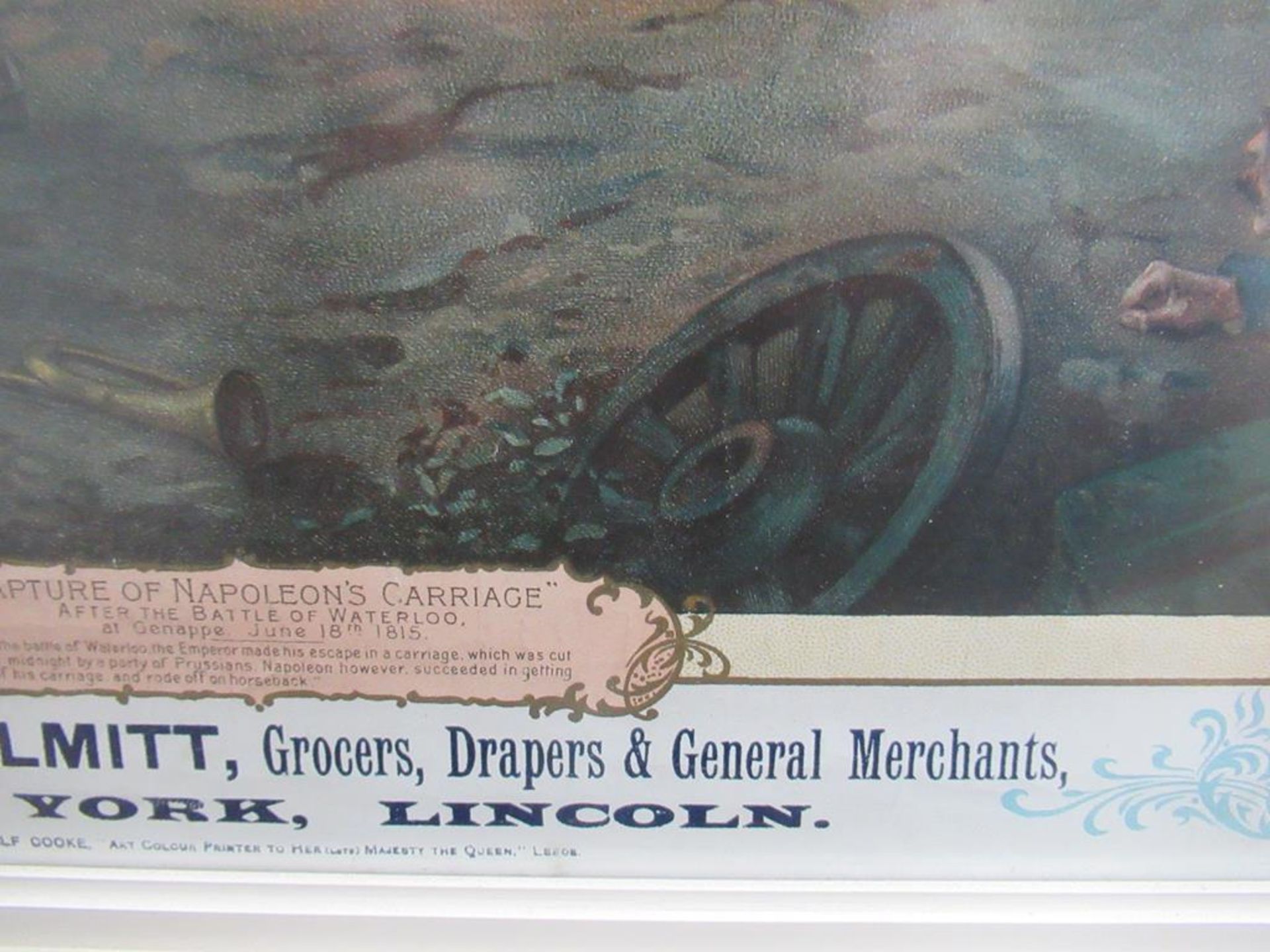 Brighton & Elmitt New York, Lincoln 'Capture of Napoleons Carriage' 1902 calendar in frame (70cm 43c - Image 3 of 7