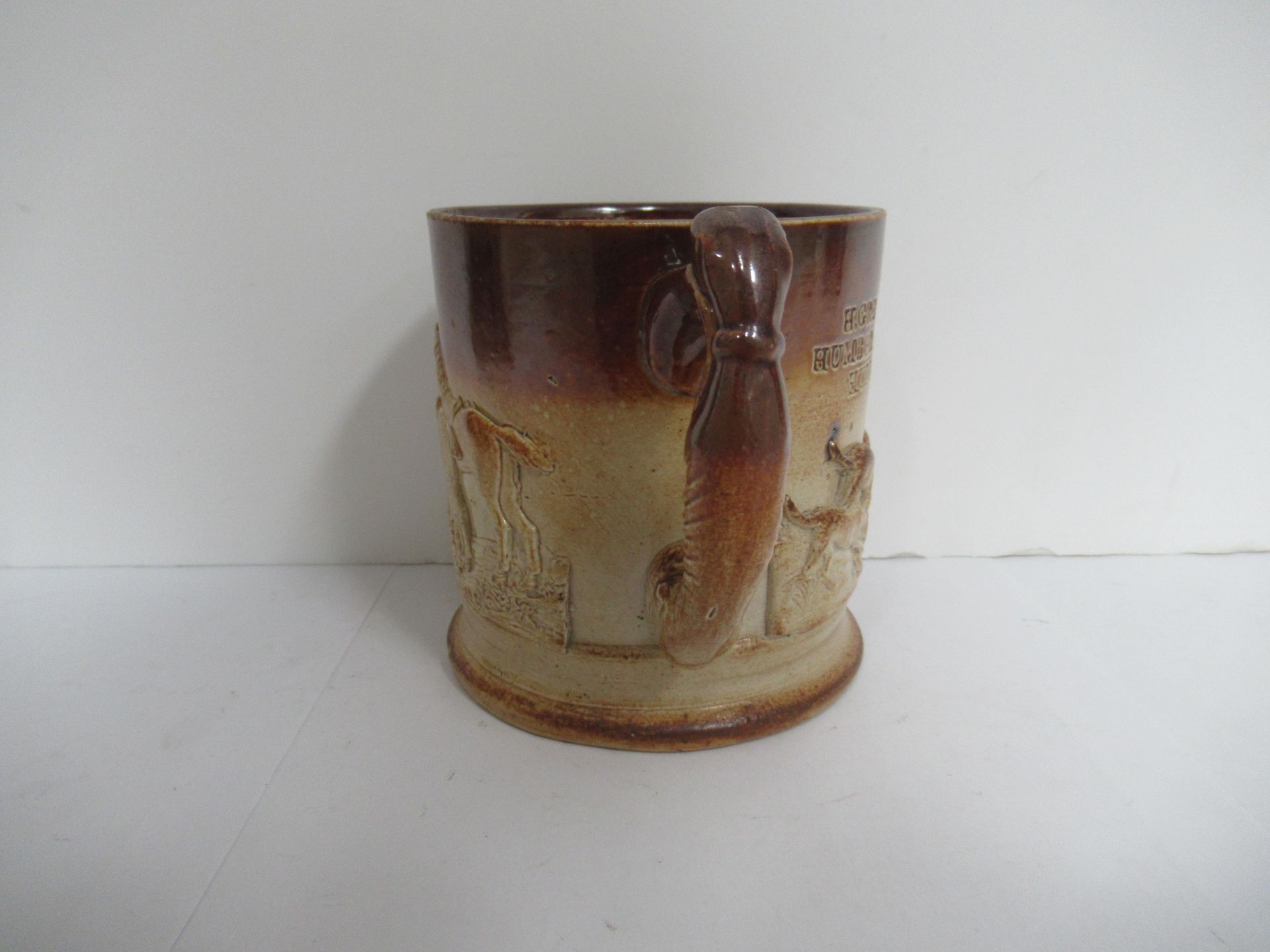H.Green Humber Bank, Hull stone drinking vessel with greyhound handle - Image 4 of 7