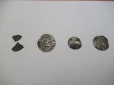 3x "silver" coins and 1x "silver" coin fragment to include Edward III Henry I, Half Groat 1640-1641