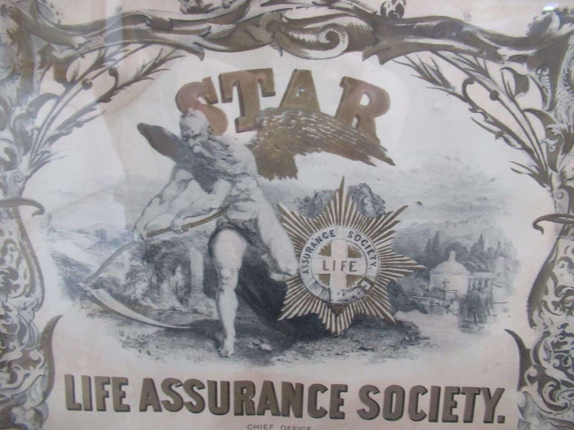 Star Lift Insurance society poster in frame (39cm x 50cm) - Image 2 of 3