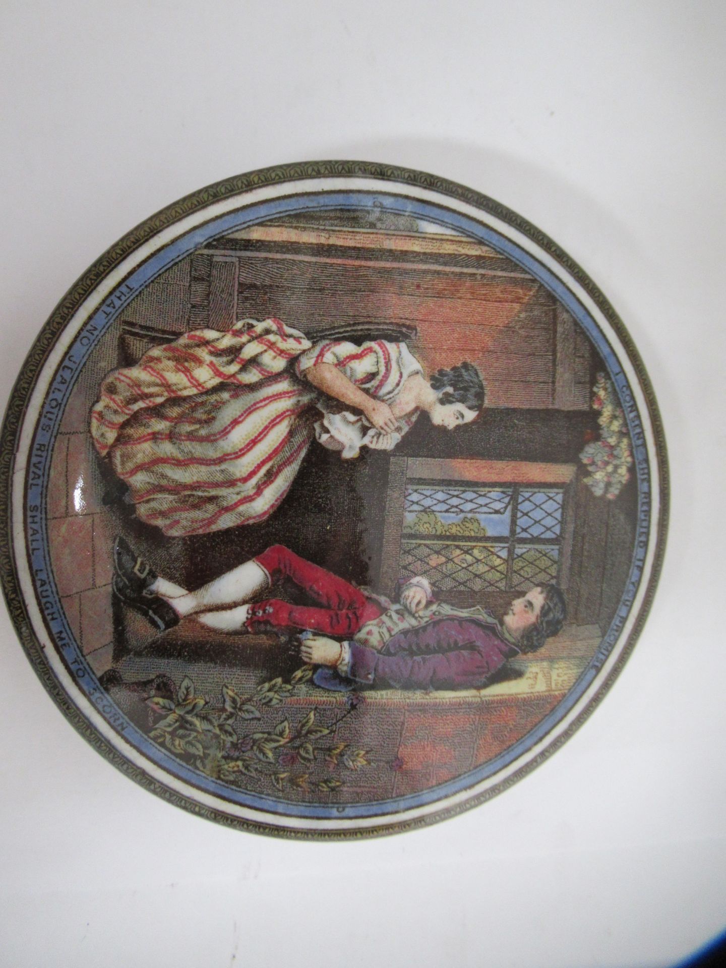 6x Prattware ceramic lids including 'Cries of London- Fie Black Cherries', 'That No Jealous Rival Sh - Image 11 of 28