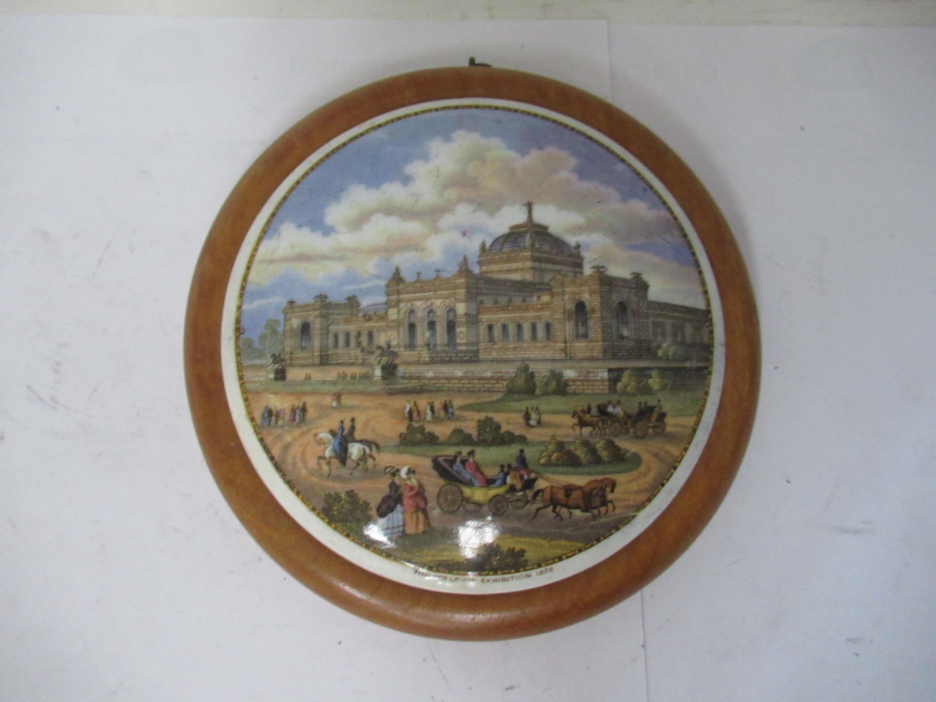 6x Prattware ceramic lids in wooden mounts including 'Philadelphia Exhibition 1878', 'The Ning Po Ri - Image 12 of 15