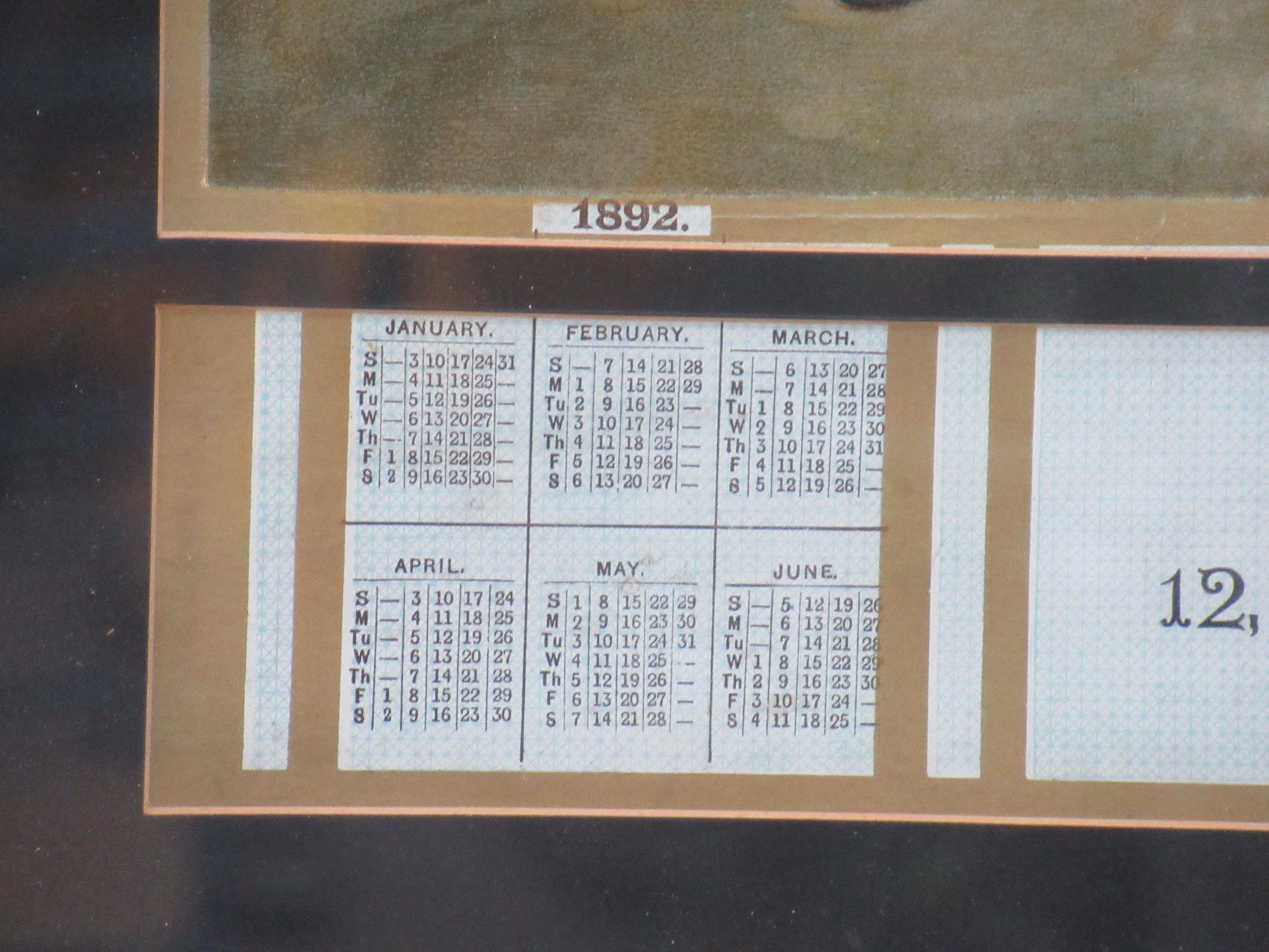 R. Lord, Baker, 12 Oxford Street, New Clee 'Dignity and Imprudence' 1892 calendar in frame (40cm x 5 - Image 3 of 6