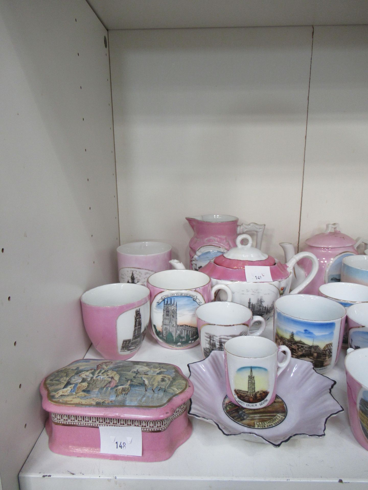 A selection of pink lustreware, mainly with Cleethorpes scenes - Image 2 of 4