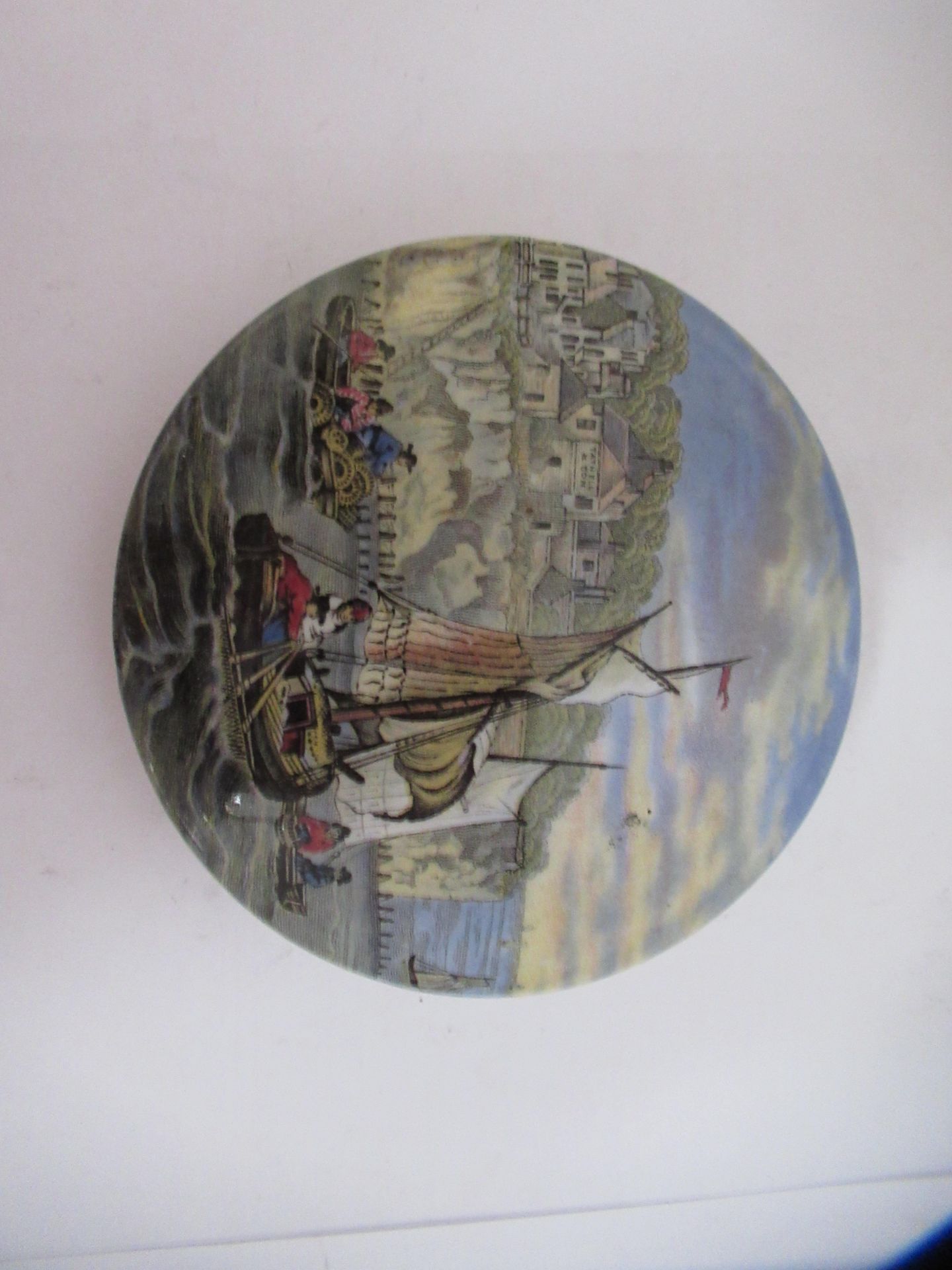 6x Prattware ceramic lids including 'The Best Card', 'Wimbledon July 2nd 1860', 'The Village Wedding - Image 16 of 22