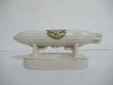 Crested China model of airship with Cleethorpes coat of arms (130mm x 55mm)