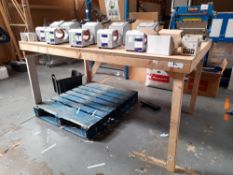 4 x wooden workbenches, various sizes