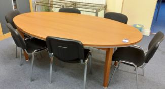 Oval Boardroom Table & 6 x Boardroom Chairs Approx. 2160 x 1240