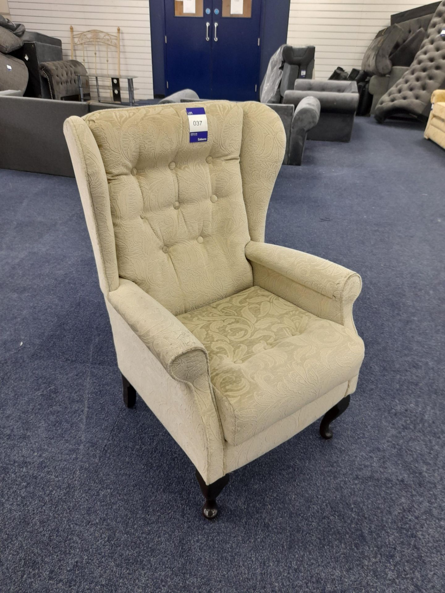 Cream fabric upholstered high back armchair (Ex-Display) - Image 2 of 3