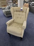Cream fabric upholstered high back armchair (Ex-Display)