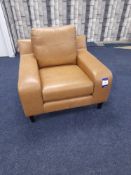 Tan leather upholstered armchair (Return – Slight damage to rear)