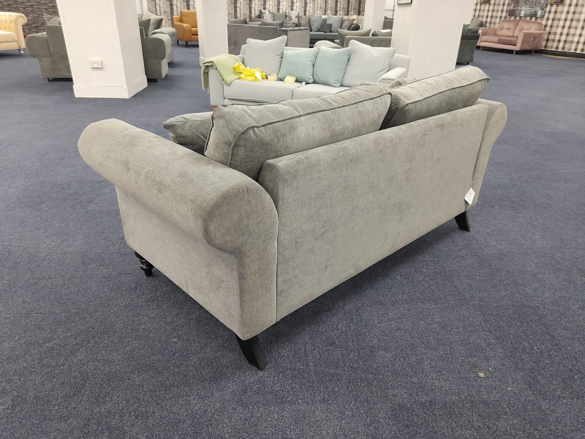 Grey fabric upholstered, 3 seater, standard cushioned back sofa (Ex-Display) - Image 5 of 6