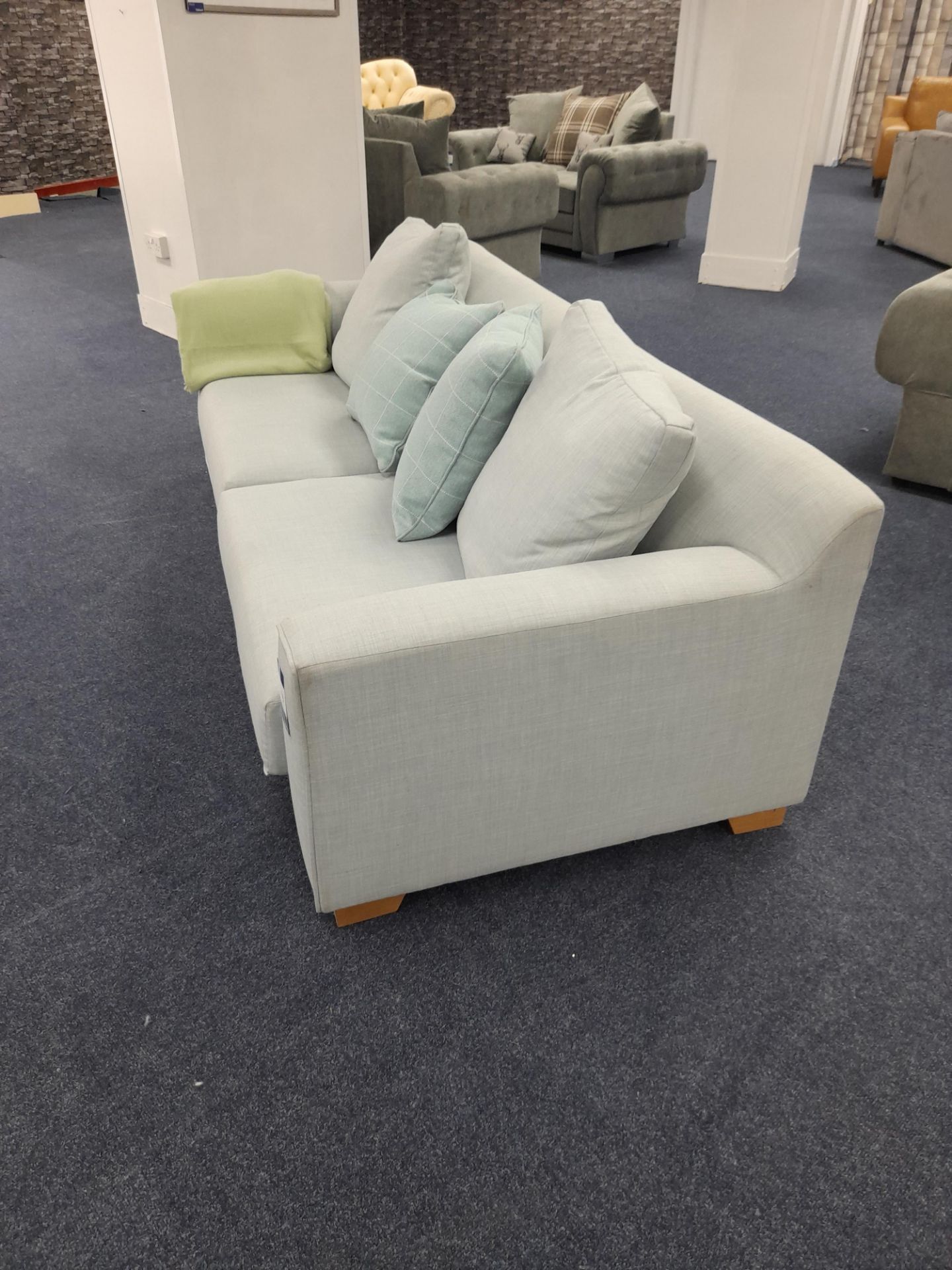 John Lewis pale blue fabric upholstered, 4 seater sofa (Ex-Display) - Image 4 of 8