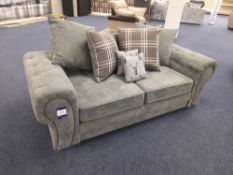 Grey/Blue fabric upholstered, 3 seater, scatter cushioned back sofa (Ex-Display)