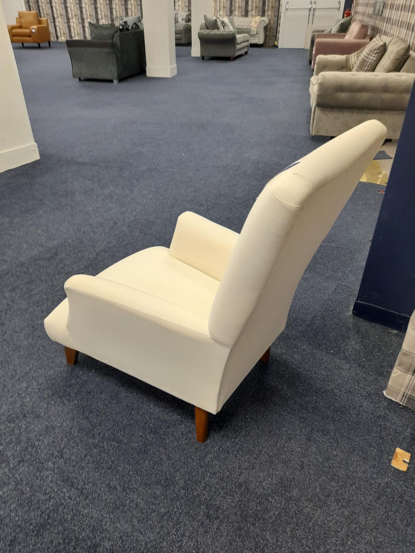 Cream fabric upholstered high back armchair (Ex-Display) - Image 3 of 3