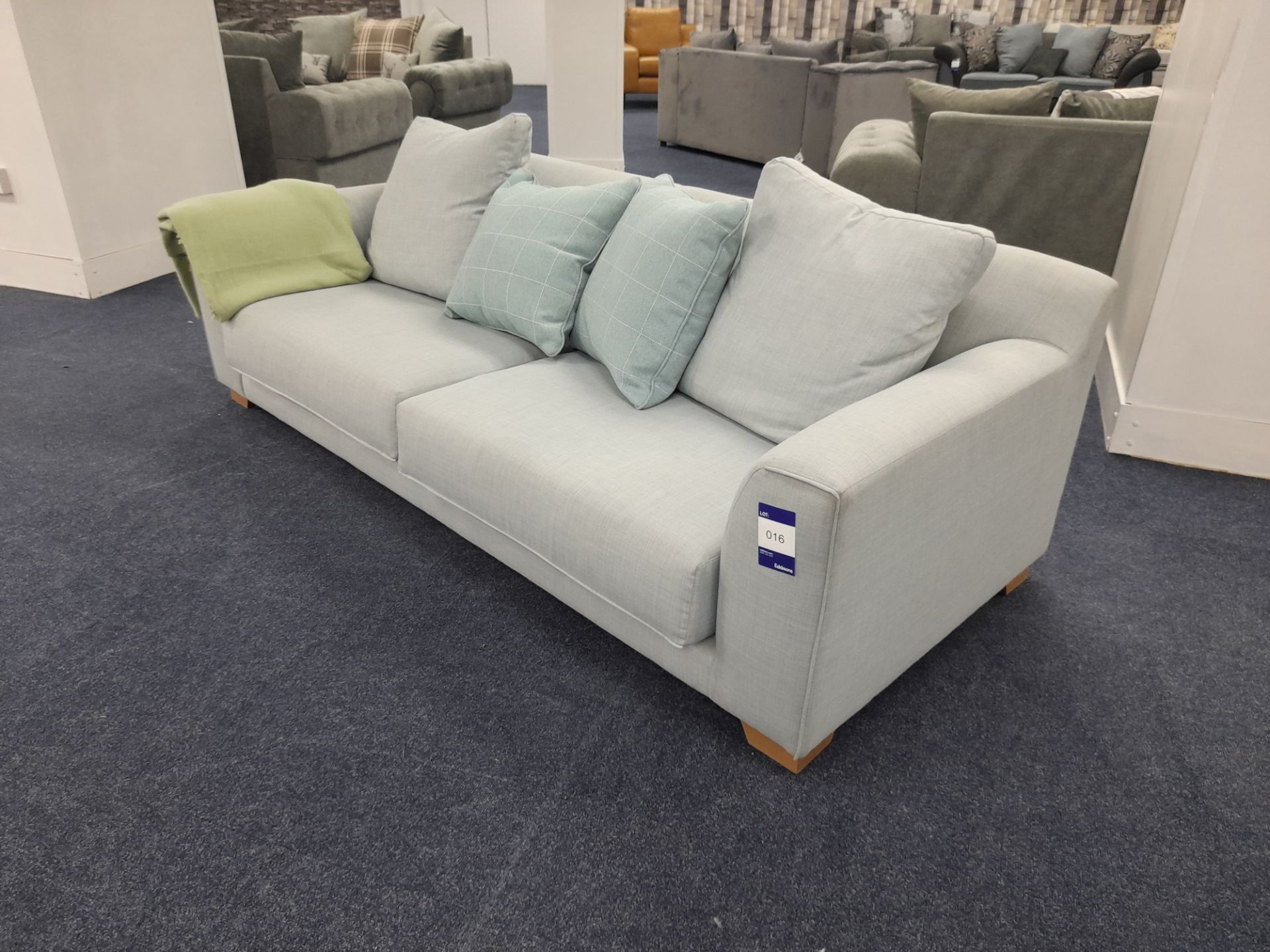 John Lewis pale blue fabric upholstered, 4 seater sofa (Ex-Display) - Image 3 of 8