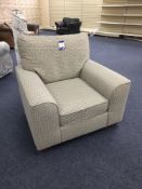 Cream patterned fabric upholstered armchair (Ex-Display)