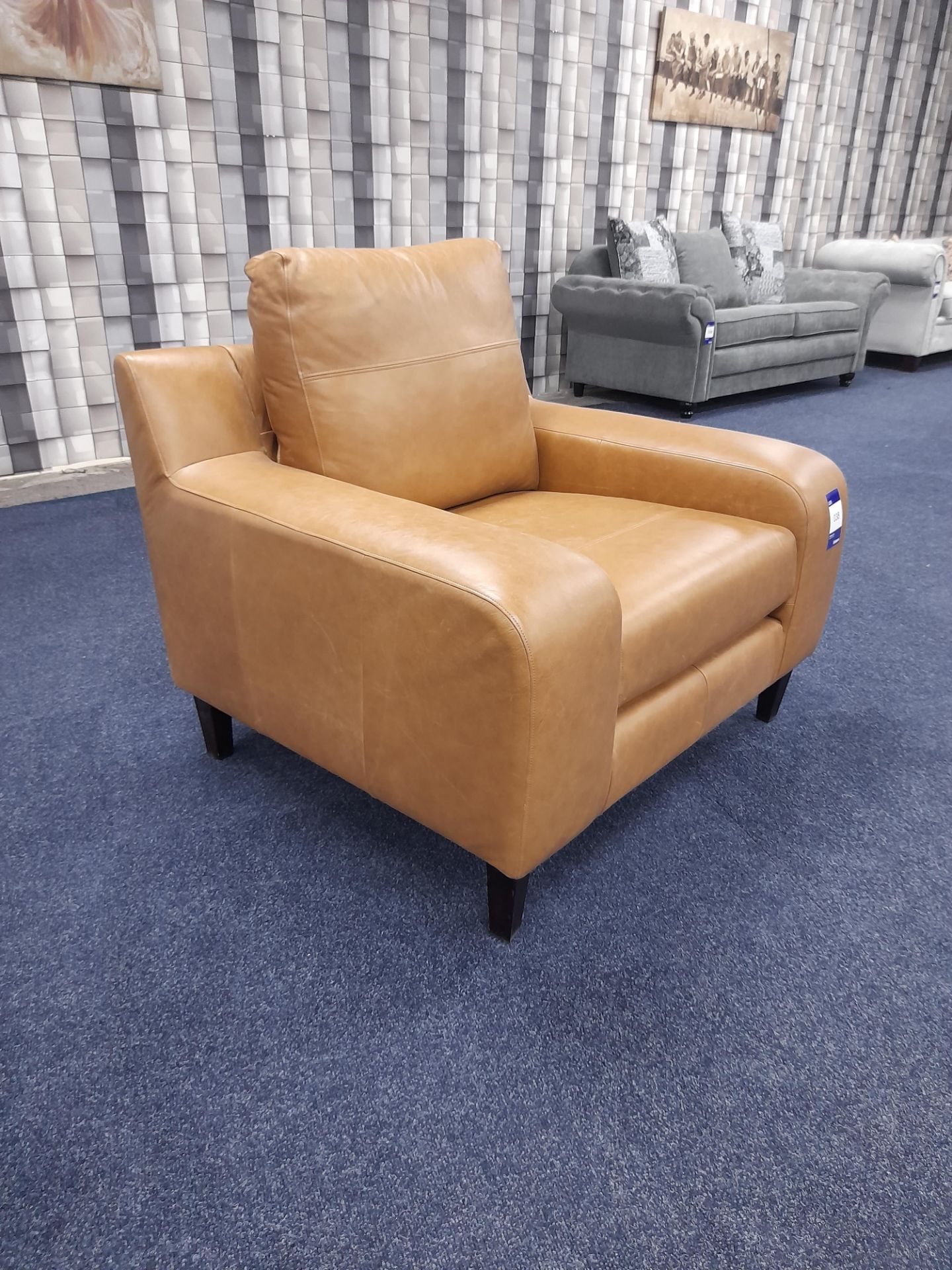 Tan leather upholstered armchair (Return – Slight damage to rear) - Image 6 of 6