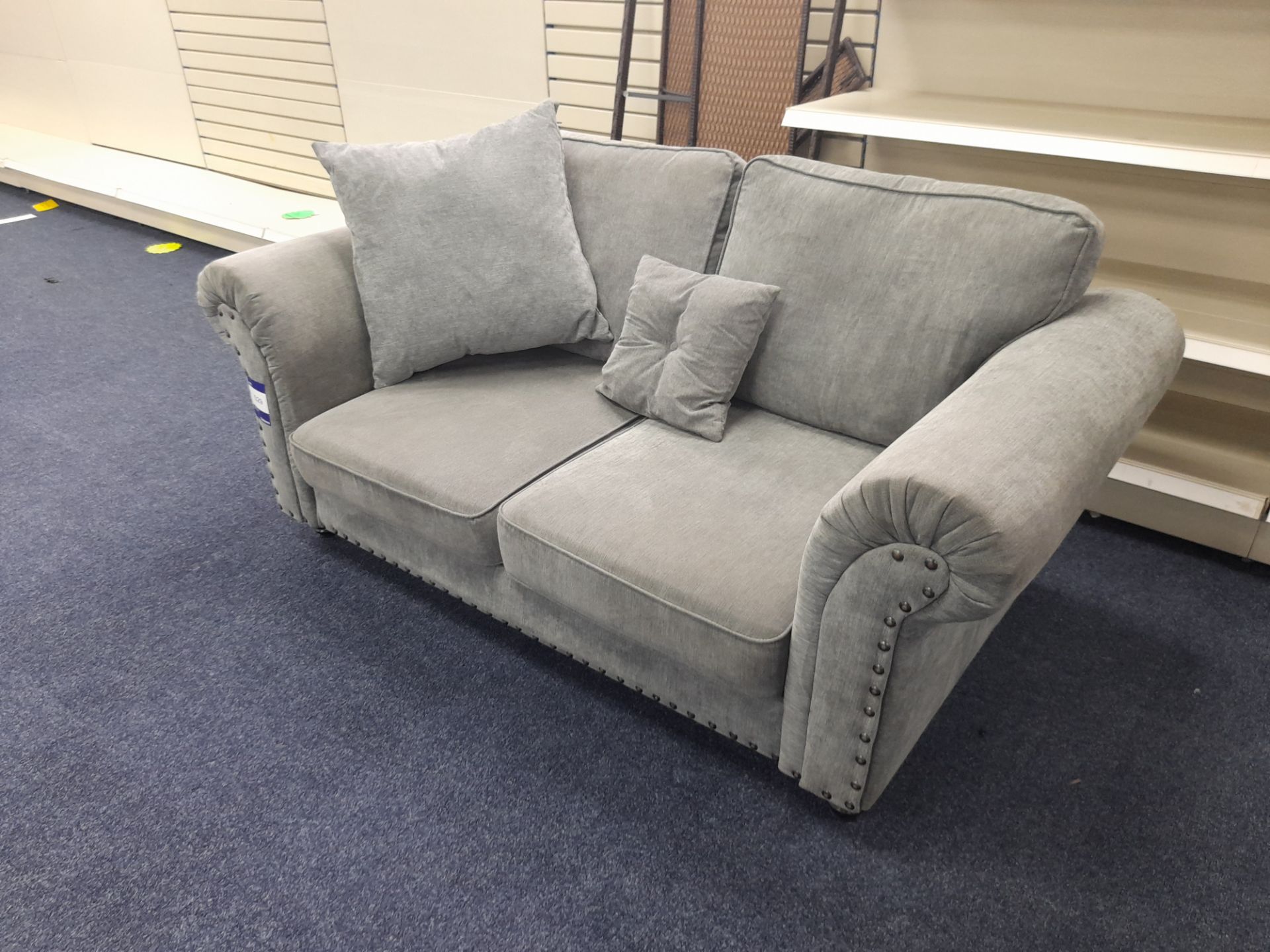 Grey fabric upholstered, 3 seater, standard cushioned back sofa (Ex-Display) - Image 2 of 5