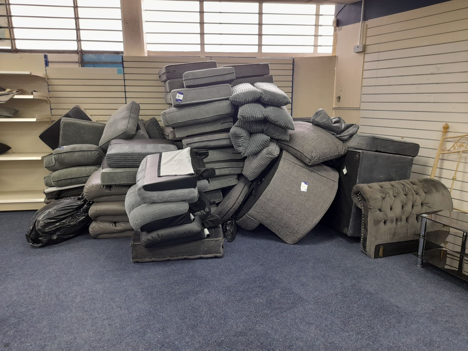 Quantity of incomplete sofas, armchairs etc. (no feet or cushions, or only parts), and large - Image 2 of 6