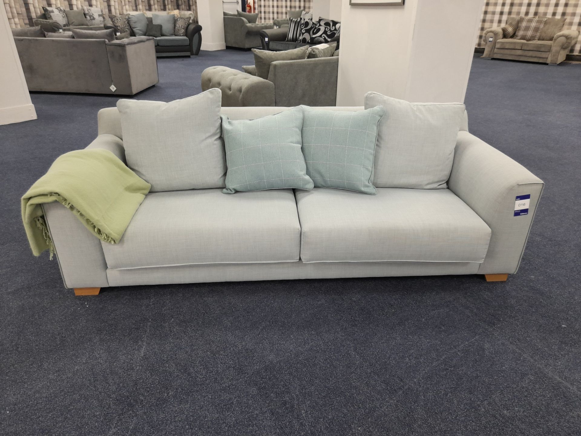 John Lewis pale blue fabric upholstered, 4 seater sofa (Ex-Display) - Image 8 of 8