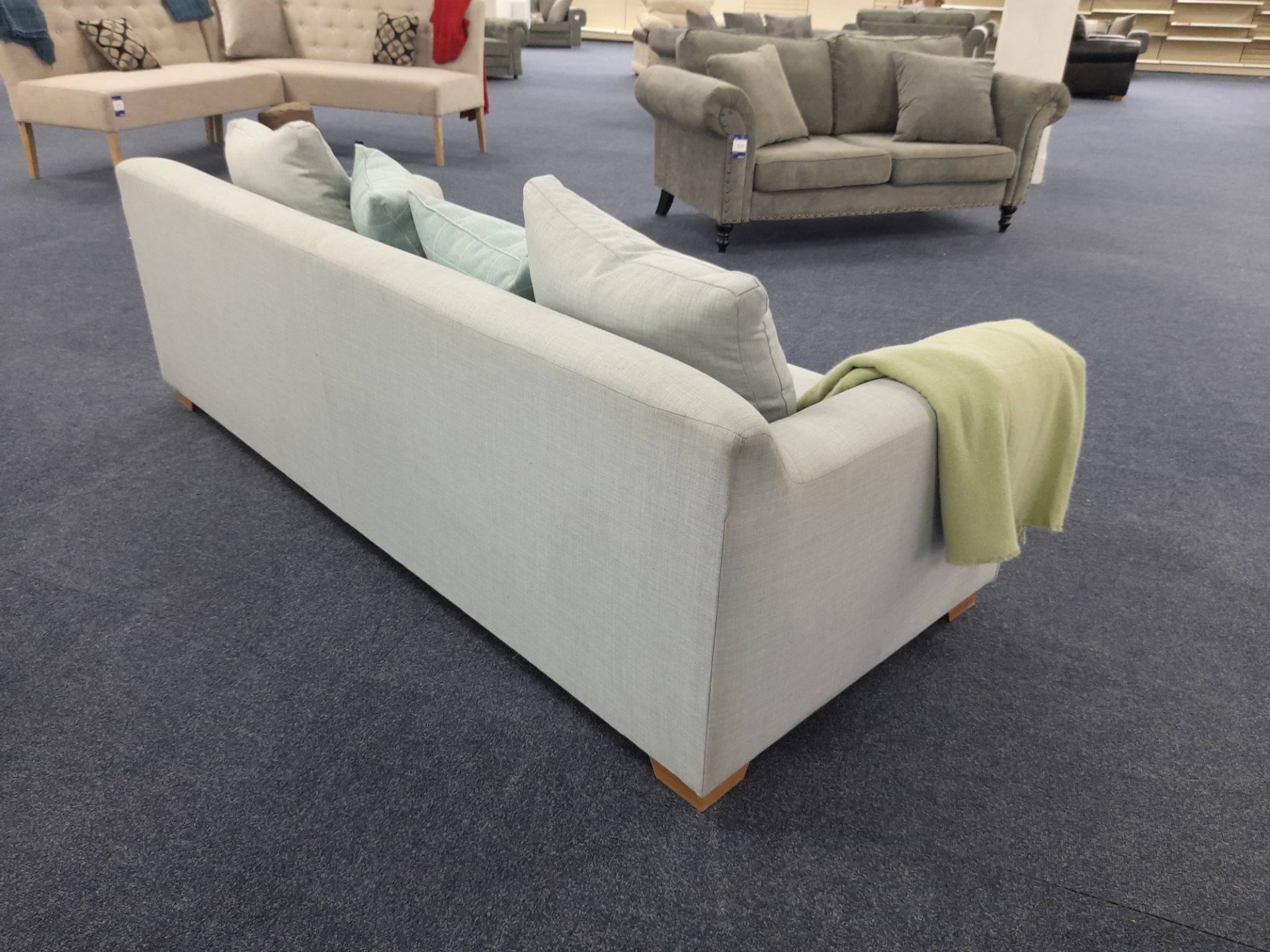 John Lewis pale blue fabric upholstered, 4 seater sofa (Ex-Display) - Image 6 of 8