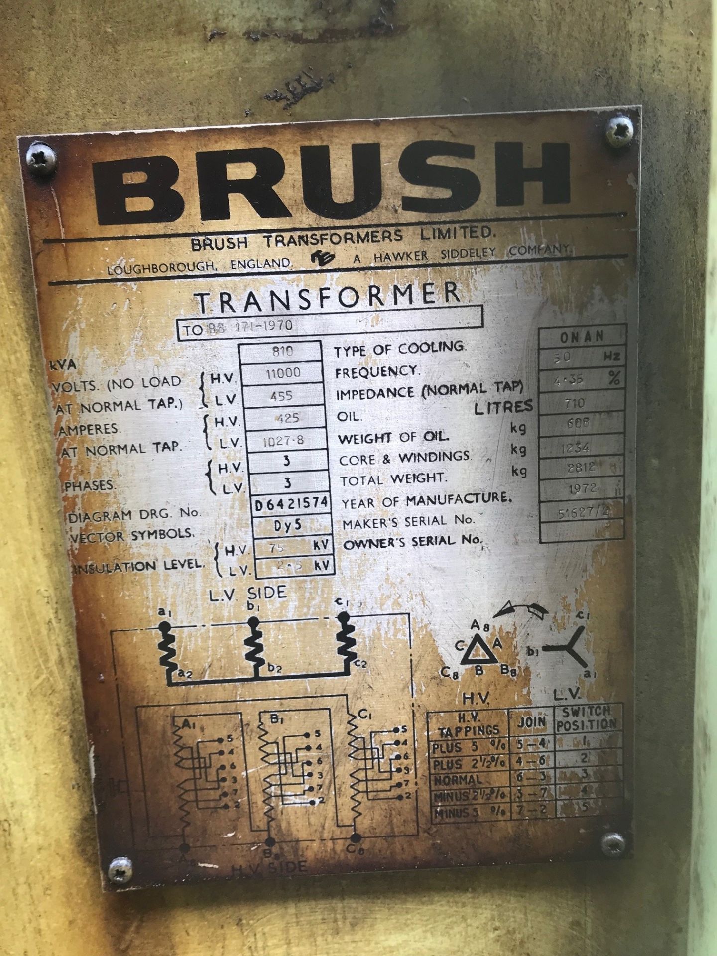 Brush 810KVA Transformer - Image 5 of 5