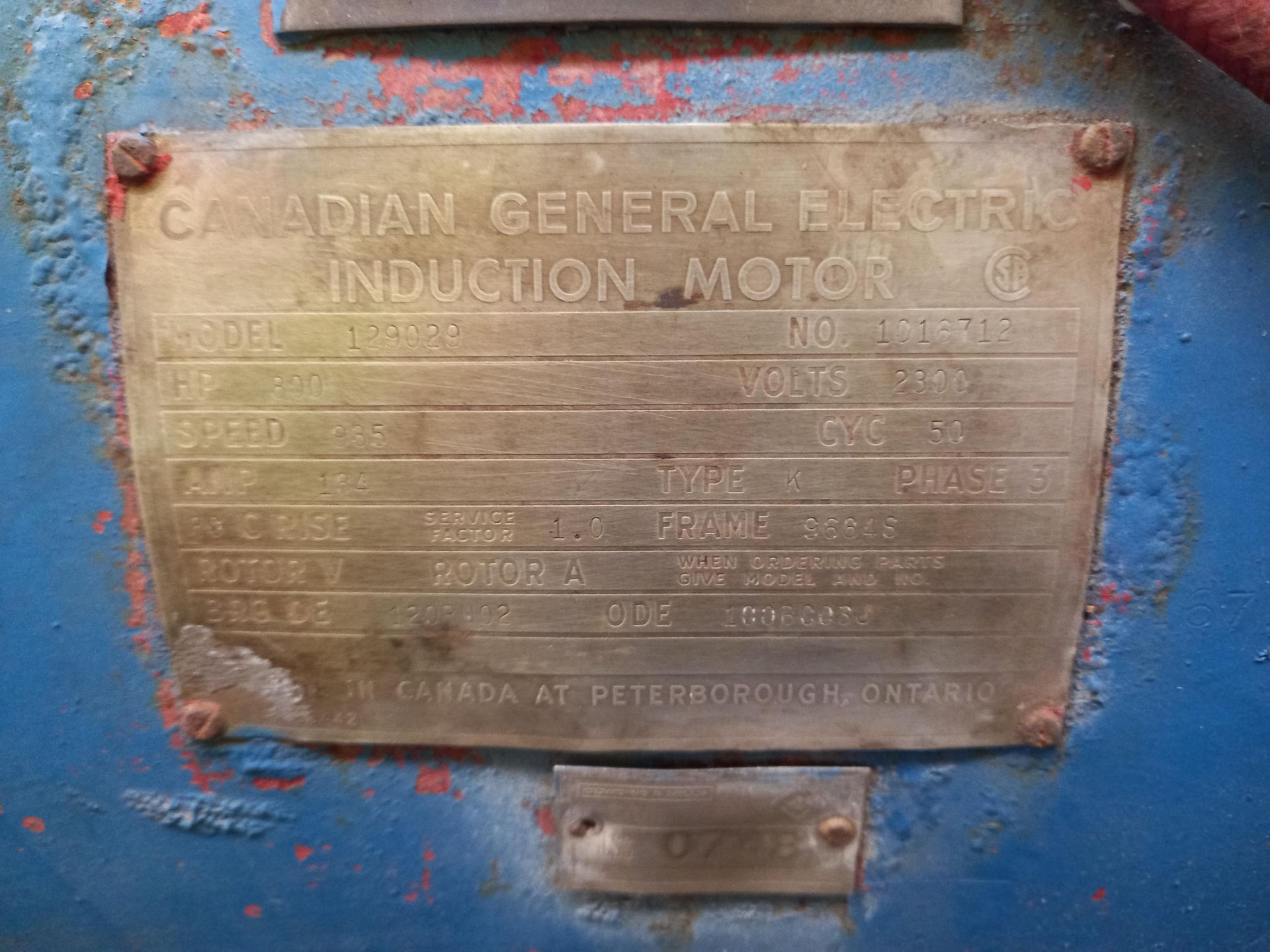 Canadian General Electric 800HP Induction Motor - Image 3 of 3