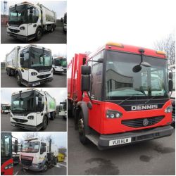 2 x Johnston VT651 Road Sweepers, 7 x Dennis Refuse Collection Vehicles, Wood Chipper, Mower, Climbing Wall Trailer
