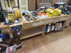 Heavy duty workman's bench with under tier and 2x Record vices