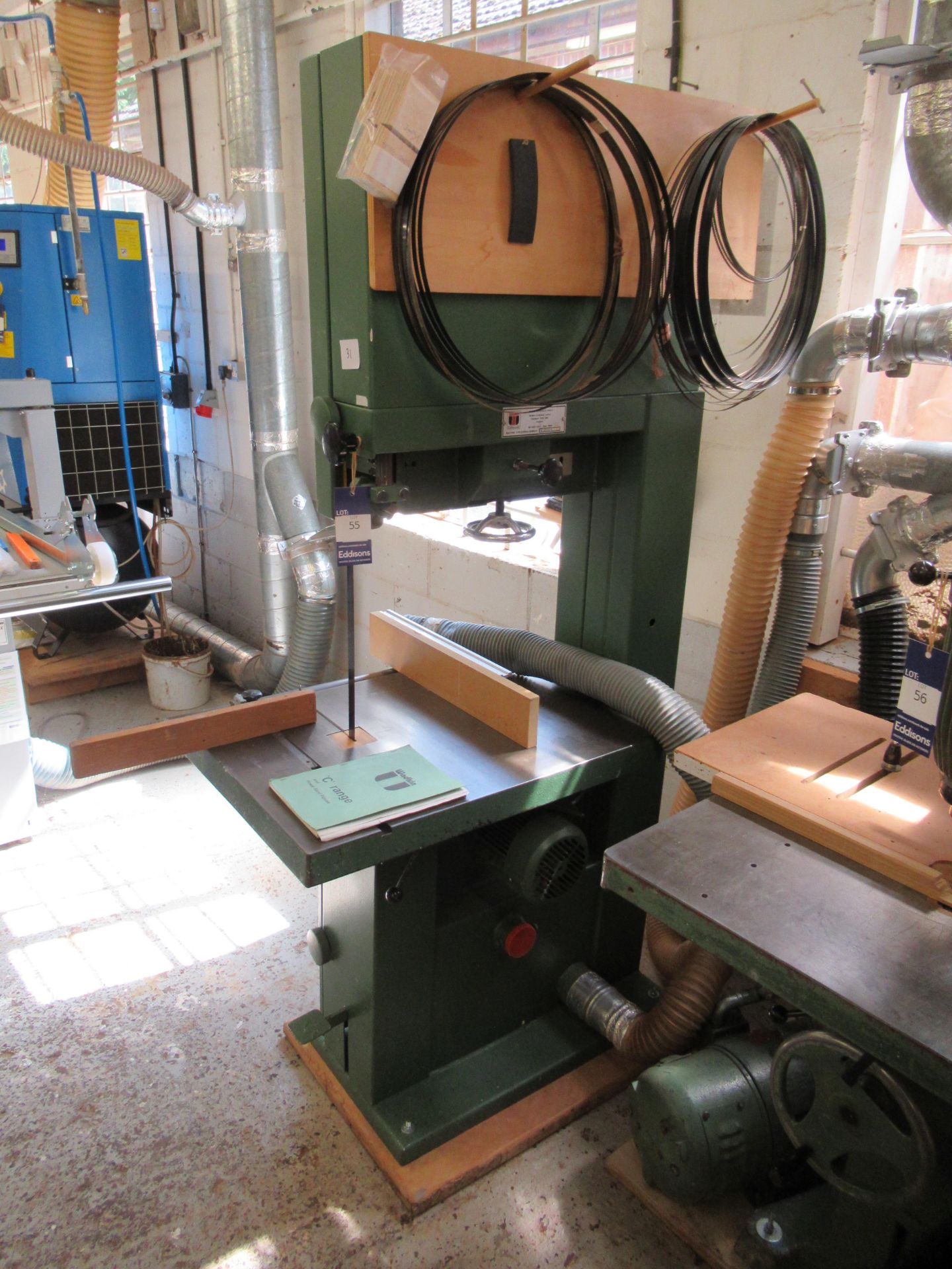 Wadkin Bursgreen type C6, 3phase, bandsaw. Max cutting width 585mm, max cutting depth approx. 400mm