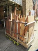 Qty of assorted 3/4' timber lengths including Walnut, Oak etc. Trolley not included