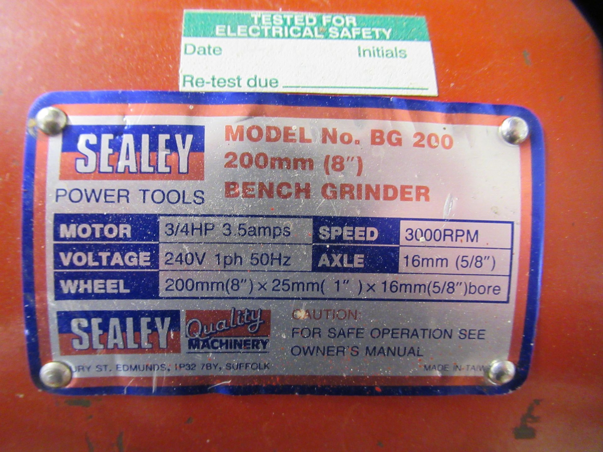 Sealey model BG200 200mm bench grinder, 240V - Image 4 of 5