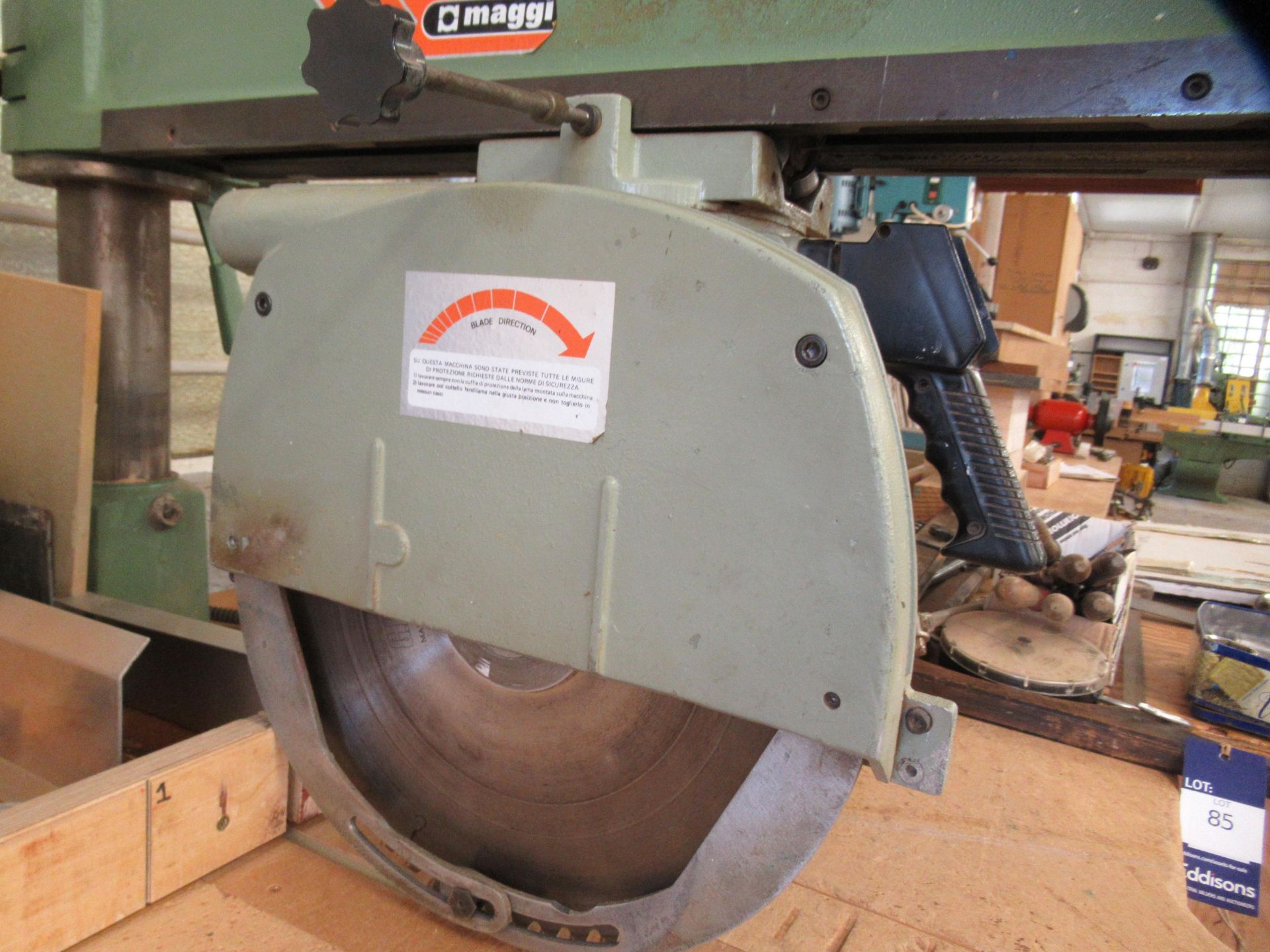 Maggi cross cut saw, 3Kw, Max 400mm diameter, 700mm cutting lengths - Image 5 of 8