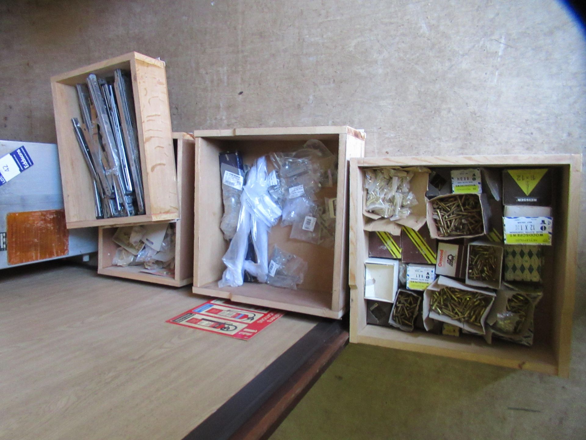 Qty of misc. items including wood screws and window fittings