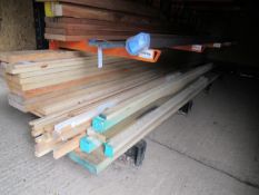 Rack contents of softwood and tulipwood, varying lengths and thickness