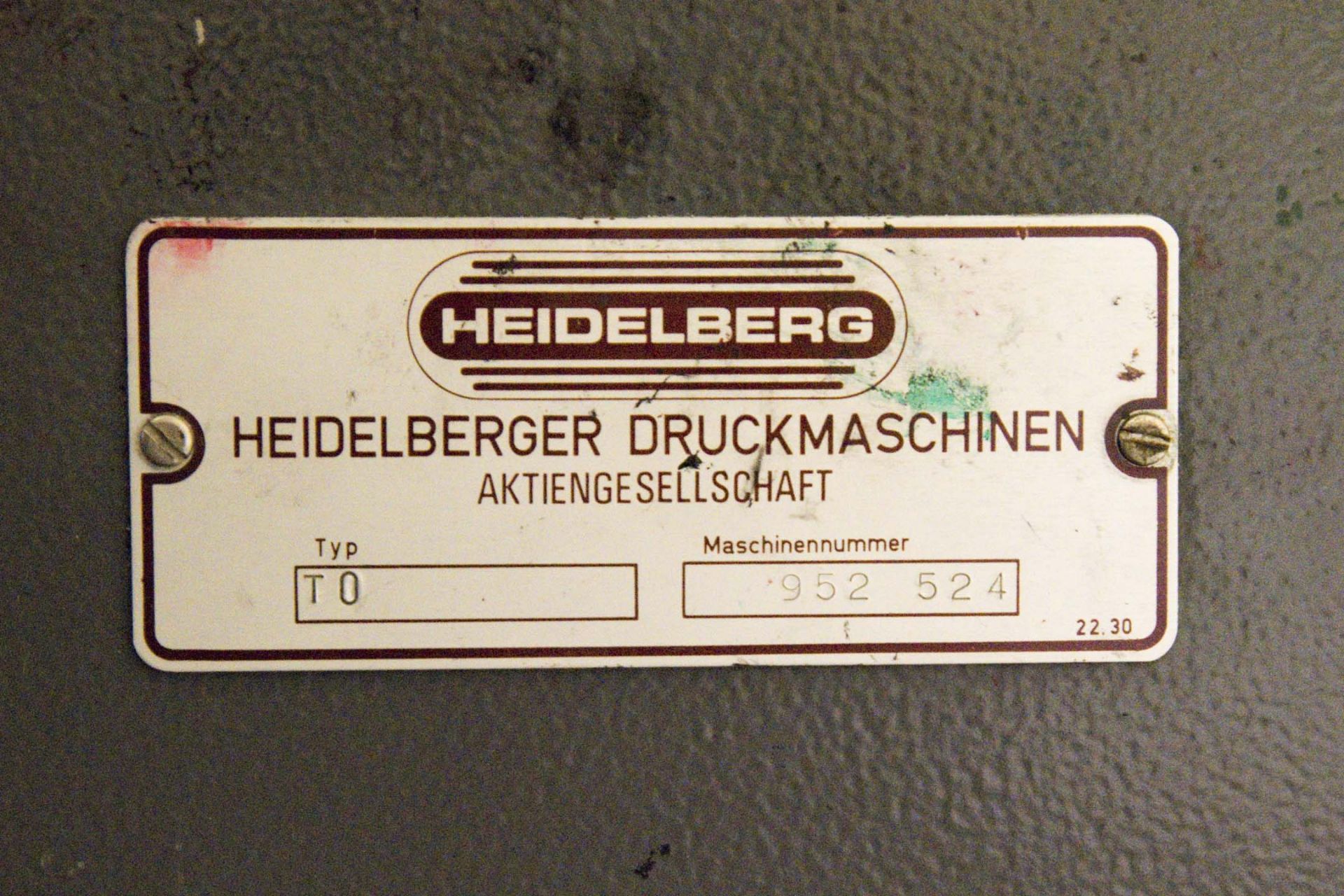 Heidelberg Tok (28cm x 39cm). 43 million impressions. Serial No. 952524. - Image 3 of 3