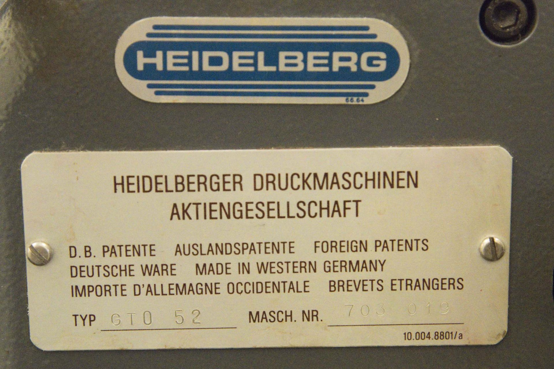 Heidelberg GTO52 (52cm x 36cm) plus Version and Weko Spray. (38 million impressions). 5 spare - Image 4 of 4
