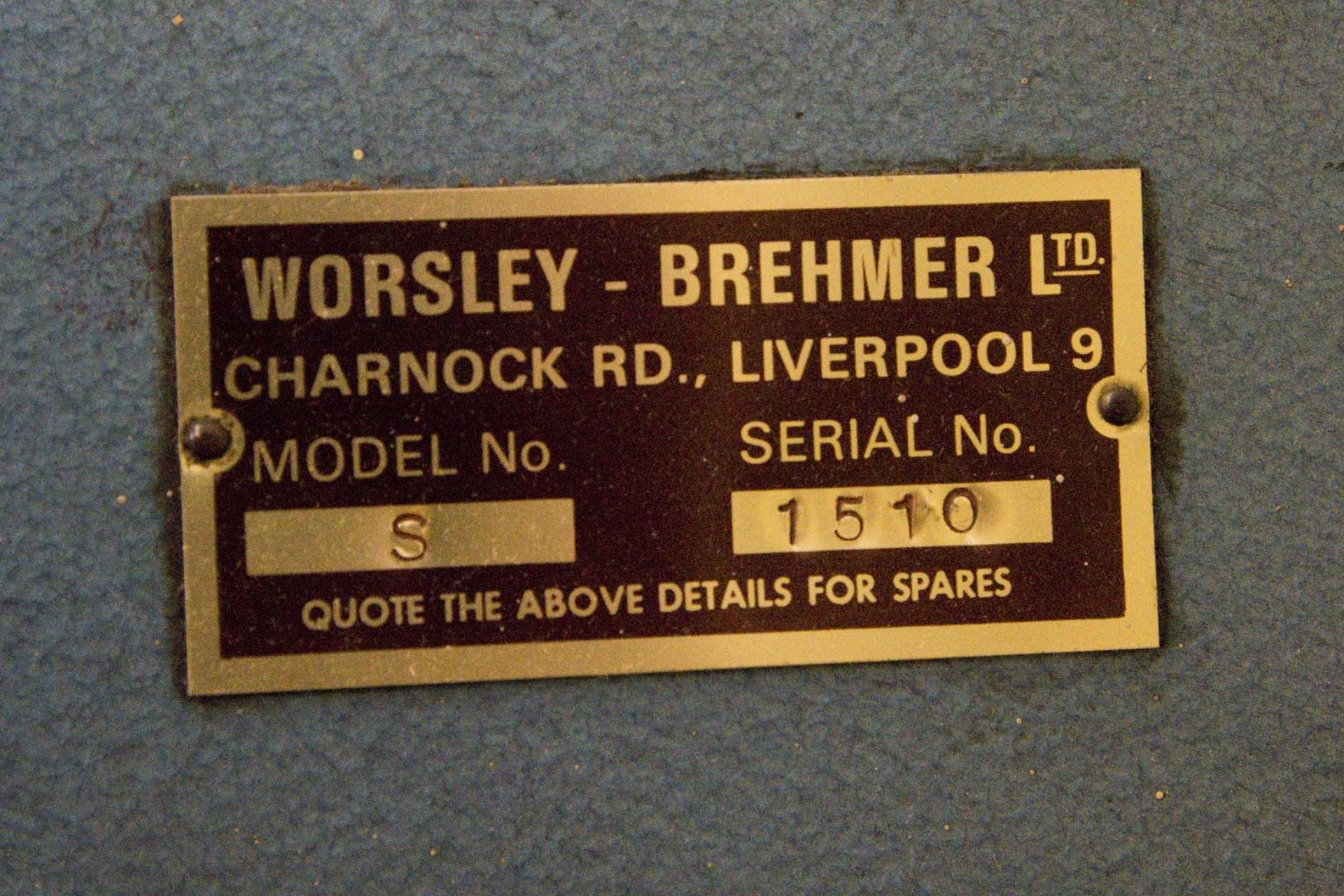 Worsley Brehmer heavy duty stitcher. Model No. S. Single phase. Serial No. 1510 - Image 2 of 2