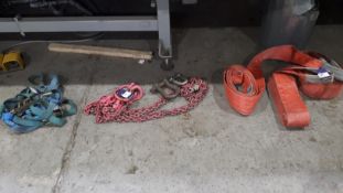 3 x Lifting Strops, Set of 2 Leg Lifting Chains, 2 x Shackles and Ratchet Straps
