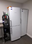 Hotpoint fridge freezer, Hotpoint tall fridge, microwave, toaster, 5 tier shelf and sundries